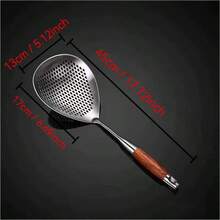 1 pieza Cuchara espumadera grande de acero inoxidable, resistente al calor con malla fina, mango ergonómico, apta para sartén, olla caliente, hornear, herramienta duradera para el hogar y la cocina de restaurante - Multicolor - Ver 3