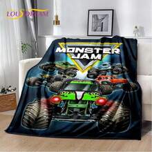 Monster Truck 3D Monster Jam Cartoon Soft Flannel Blanket For Bed Bedroom Sofa Picnic,Throw Blanket For Outdoor Leisure Nap Gift - 黑色 - 查看 9