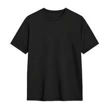 Dam T-shirt med medium stretch, avslappnad rundhalsad kortärmad topp, lämplig för vardagskläder, bekväm och ledig passform. - Svart - Visa 2