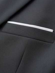 1pc Men's Business Casual Double-Breasted Suit Jacket, Spring/Summer Fashion Versatile Commuter Professional Blazer - Grey - View 4