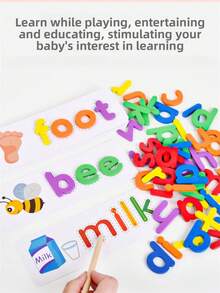 1PC Alphabet Flash Cards, ABC Learning Toys, Wooden Letters Blocks Sight Words Matching Game, Montessori Educational Toys For 3+ Year Old, Girls And Boys Kids Preschool Learning Activities - Multicolor - View 5