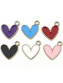 20个/包 树脂合金心形吊坠，适合DIY首饰、耳环、项链、情人节礼物 - 彩色 - 查看 6