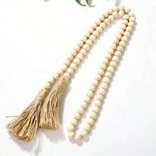1pc Rustic Style Wooden Bead Garland With Tassels - 30/39/45/52 Inches, Boho Wedding Decor, Bridal Shower Essential, Centerpiece, Holiday Wreath (Door/Halloween/Thanksgiving/), Home Decor Accent (Bedroom/Living Room/Garden Wall, Great Teacher/Best Friend/Housewarming) - 彩色 - 查看 7