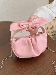 蝴蝶结荷叶边云朵包，甜美少女风迷你链条包，手提/斜挎两用，少女心爆棚 - 彩色 - 查看 2