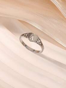 1 chiếc nhẫn hình trái tim kiểu cổ điển khắc chữ cái tiếng Anh, phù hợp cho cả nam và nữ, nhẫn chữ cái tiếng Anh từ A đến Z, nhẫn thép không gỉ, nhẫn bạc, nhẫn nữ, phụ kiện trang sức cá nhân hóa, thích hợp đeo hàng ngày, quà tặng kỷ niệm/sinh nhật/ngày Valentine. - Bạc - Xem 6