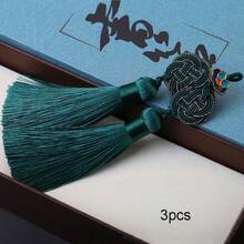 3pcs 8cm Double Coin Auspicious Cloud Tassel Pendant, Hanfu Clothing Accessory, Chinese Knot Tassel Charm, Ice Silk Fan Pendant, Bookmark - 8cm Auspicious Cloud Double Tassel - View 18