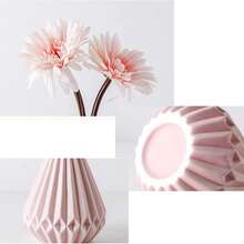 5.1-Inch Modern Origami Style White And Pink Ceramic Vase Set, Suitable For Desk, Living Room, Bedroom And Office - Ceramics - View 10