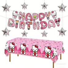 SANRIO Pink Party Decoration Set, Including Banner And Tablecloth, Suitable For Birthday And Holiday Party Decoration - As Shown In the Figure - View 10