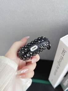 2pcs Set: Rhinestone Ear Hooks Cover For AirPods Pro, Protective Case + Cleaning Brush - Buckle - View 9