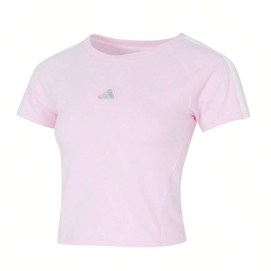 Adidas DCE BABY TEE 女款短袖T恤,舒适休闲运动上衣,跑步健身短袖 KS0277 - 清澈粉 - 查看 1