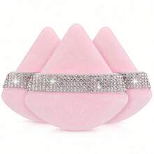 24pcs/15pcs/8pcs/3pcs Flocked Triangle Makeup Sponges, Soft & Fluffy Texture, Suitable For Face & Body Powder Puff, Mixed Set Makeup Beauty Tools - Pink - View 12