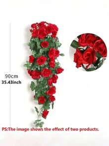 1/2pcs 35 Inch 18 Flower Head Artificial Rose Vine, Faux Flowers, Red Artificial Rose Hanging Garland, Suitable For Mother's Day Gift, Graduation Ceremony, Bathroom, Room Decor, Wedding Backdrop, Bridal Shower, Birthday Party, Home Living Wall, Garden Arch, Balcony, Outdoor Fence - Multicolor - View 5