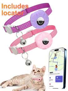 1 Stück IOS Haustier-Tracker Halsband, Echtzeit-Katzen-Ortungsgerät Halsband mit Glöckchen, verstellbares reflektierendes kleines Katzenhalsband, abnehmbarer Anti-Verlust-Katzenhalsriemen, Outdoor-Spaziergang Haustier-Ortungsgerät Halsband, süßes Katzen-Accessoire, Ausbruchsicheres Katzenhalsband, Alltagstragbares Haustier-Halsband - Verschiedenfarbig - Übersicht 1