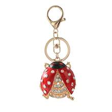 1 pieza Llavero de la serie de insectos creativos europeos y americanos, llavero de escarabajo con strass, accesorio de aleación de zinc brillante bohemio, adecuado para coche, bolso, verano - insecto - Ver 6