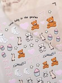 Cute Phone Lens Protection Film Mobile Phone Lens Protection Film + Cute Little Bear Stickers DIY Decorative Stickers Backing Material For IPhone 17/16 Pro/Pro Max Compatible With Tempered Glass Film And Soft Protection Film Spring Gift - Multicolor - View 4