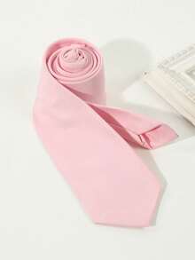 1pc Men's Light Pink Fine Striped Textured Slim Necktie, Suitable For Weddings, Casual, School, Parties, Dates And Other Occasions - Pink - View 4