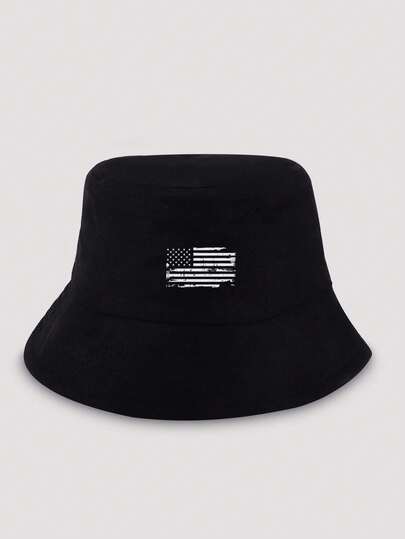 1pc USA Flag Pattern Bucket Hat, Classic Casual Retro Style, Soft Sweat-Absorbent Band, Multi-Color Options, Adjustable Size, Lightweight Sun Protection, Versatile Vintage, Suitable For Outdoor Activities, Daily Wear, Gatherings And Vacations, Perfect Gift For Family And Friends