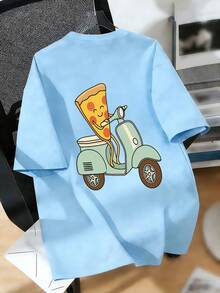 T-Shirt With A Print Of A Pre-Teen Boy Assembling A Pizza, Made Of Soft And Comfortable Fabric, Suitable For Children In Outdoor Sports, Casual Wear, Street Style - 酒紅色 - 查看 5