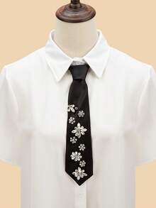 1pc Casual Skinny Necktie, Suitable For Pairing With Suits And Shirts - Black - View 4