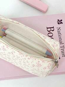 1pc Pink & Purple Style Stationery Bag, INS Style Pencil Case, Multi-Functional Cosmetic Storage Bag, Cute Versatile Organizer Pouch, Suitable For School, Stationery, Cosmetics, Skincare, Lipstick, Makeup Brushes, Coins, Small Items, Back To School Essential - Multicolor - View 5