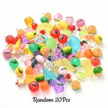20pcs Transparent Fruit Shaped Acrylic Pendants, Random Mix Of Orange/Peach/Grape/Banana/Pistachio, DIY Crafts For Bracelets, Necklaces, Bag Charms - Multicolor - View 8