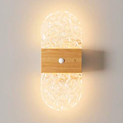 现代水晶感应壁灯，LED智能感应亚克力壁灯，室内感应壁灯，无线LED壁灯，电池供电夜灯，粘胶设计，可旋转，便携式