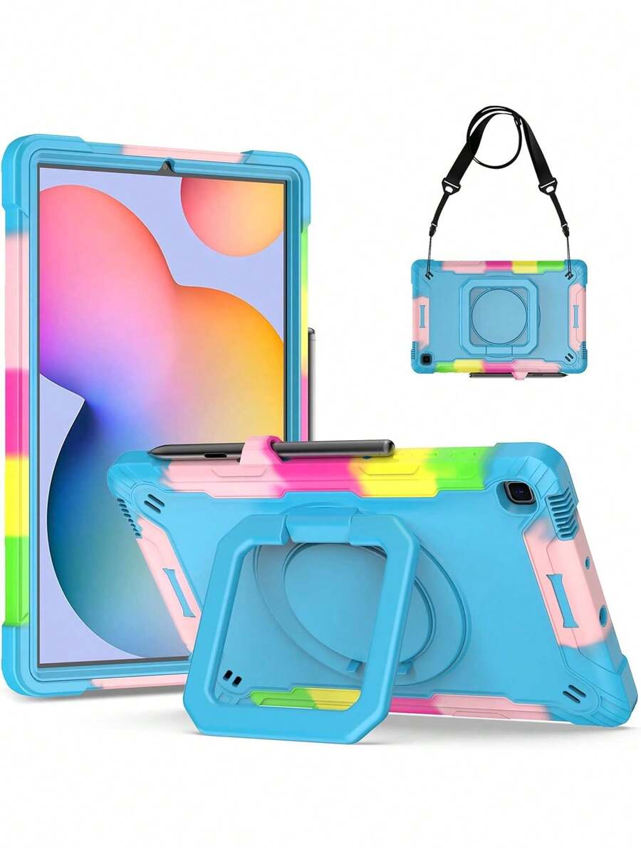 Funda para Samsung Galaxy Tab S6 Lite de 10.4" 2024/2022/2020 -P610/P613/P620/P625, Carcasa antisíica Pesada,Funda Protectora de Soporte Giratorio de 360°, con Correa para el Hombro para,41835643 - Verde Lima - Ver 1
