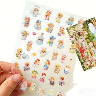 一套/8张可爱剪纸风格高品质贴纸，小狗VIP，行李箱装饰，激光贴纸，款式随机，适合作为新年、情人节、复活节礼物