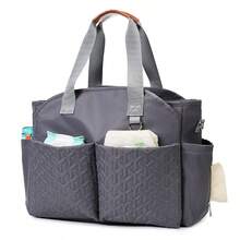 1pc Multifunctional Mommy Bag, Large Capacity Waterproof Maternity Diaper Bag With Bottle Holder, Handheld & Shoulder Strap, Insulated Pouch - Dark Grey - View 3