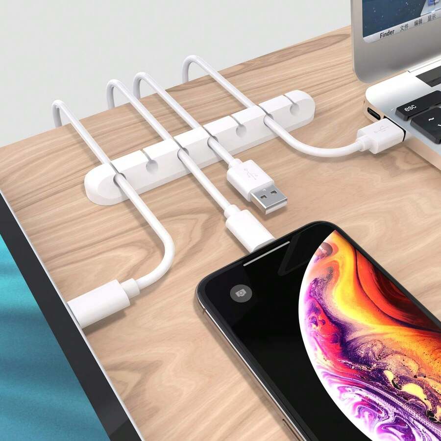3pcs/Pack Silicone Self-Adhesive Cable Clips, Desktop USB Charger, Power Cord, Mouse Wire Organizer Clamps For PC Office Home Use - Multicolor - View 1