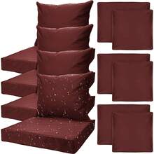 4 Sets Patio Furniture Replacement Chair Cushion Covers For Waterproof Resistant Covers For Seat Yard Garden Deck,24 X 20 Inch Back Pillow Covers&24 X 24 X 4 Inch Seat Cushion Covers - 棗紅色 - 查看 4