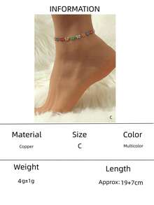 1pc Handmade Beaded Daisy Anklet, Refreshing Summer Beach Party Accessory For Women - Multicolor - View 14