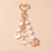 1pc Sweet Girl Folding Fan, Butterfly, Shell, Pearl, Starfish Keychain Bag Charm Accessory - Multicolor - View 5