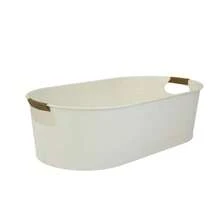 Homes & Gardens - Vanilla White Medium Oval Galvanized Tub BH24100108683F9, 20.27 In L X 11.22 In W X 5.7 In H - Single - View 6
