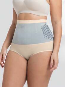 FLARIXA 大码女士无缝高腰塑形运动内裤，提升运动表现，收腹提臀，腰部支撑，防卷边腰带，塑形内衣 - 杏色 - 查看 8