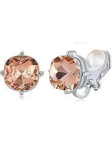 1/10Pairs Versatile AAAAA+ Cubic Zirconia Multi-Shape Clip On Stud Earrings Set For Women Wedding & Daily Wear - Silver - View 8