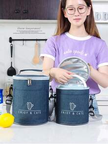 1 hộp cơm trưa tròn cách nhiệt, túi xách tay, túi đựng cơm bento cỡ lớn, xô tròn dày dặn, xô đựng cơm bằng giấy bạc, túi giữ nhiệt, túi đựng bữa ăn. - Nhiều màu - Xem 6