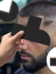 1件/2件/4件装男士胡须造型修剪套装，包含胡须造型模板、带尺子的发型设计卡、染发喷雾设计尺、可弯曲造型设计卡、带刻度的侧边修剪工具和精准染发喷雾修剪卡 - 彩色 - 查看 3