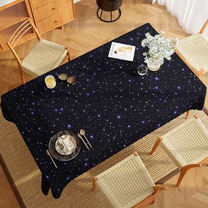 1pc Space Galaxy Party Tablecloth, Star-Shaped Birthday Tablecloth, Room Theme Party Table Decor, Birthday Party Supplies