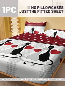 1件心形印花磨毛床笠，卧室印花床罩，床上用品（不含枕套） - 彩色 - 查看 2