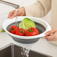 1pc Foldable Silicone Strainer, Suitable For Vegetables And Fruits, Essential Kitchen Item - Grey - View 13