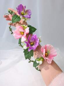 1 chiếc vòng tay hoa giả thủ công phong cách Boho màu hồng và tím, phụ kiện đeo tay thanh lịch cho phù dâu trong đám cưới, thích hợp cho các bữa tiệc bãi biển và những dịp đặc biệt, lễ hội, sinh nhật. - Quả cam - Xem 6