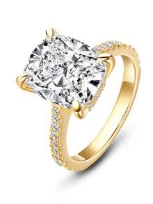 XUJIA 1pc 6 Carat Cushion Cut Engagement Ring For Women, 12x10mm Cushion Cut Luxury 5A Grade Cubic Zirconia CZ Ring, 925 Sterling Silver Halo Stunning Promise Wedding Band - D213 - View 5