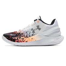 Under Armour Zapatillas de baloncesto CURRY 2 Zapatillas de entrenamiento de baloncesto para bases, de caña baja, parte superior de textil moldeado, zapatillas deportivas ligeras, grosor de la suela 3,5 cm, se recomienda pedir 0,5-1 talla talla grande grande, 3026277-100 - Blanco/Negro - Ver 1
