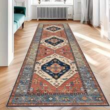 Elegant Long Sliding Mats - Featuring A Modern Geometric Design In Blue, Beige, And Brown, Perfect For Decorating Hallways, Staircases, And Hotel Corridors. A Top Choice For Holiday Gifts And Rugs. Made Of Machine-Washable Polyester, These Washable Area Mats Are Easy To Clean. - C - View 2