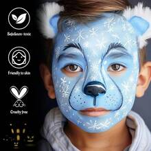White Black Light Blue Face Body Paint With Applicator, Oil Based Face Painting Kit Halloween Dead Bride, Blue Alien, Scary Makeup, Cosplay, Costume, SFX Special Effect And Theme Parties - Dead Bride - View 3
