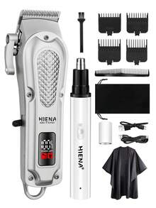HIENA 2 Pieces Hair Clipper Trimming Set, Cordless Electric Clipper, Electric Nose Hair Clipper, 2 Models To Choose From, USB Interface With Digital Display For Smooth And Seamless Use, Making It A Great Helper In Your Daily Life - View 10