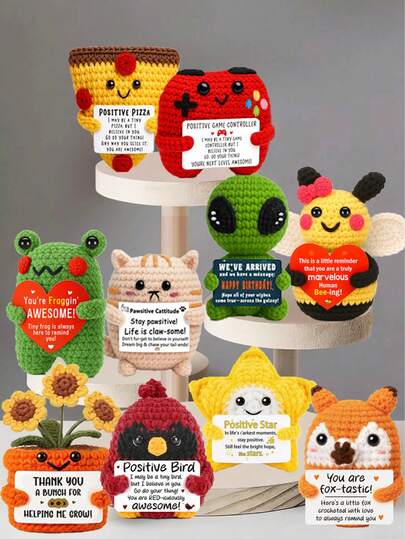 1pc Handmade Crocheted Desktop Decor Figurine, Cute Design Gift For Best Friend, Birthday, Girlfriend, Sister, Mom, Grandma, Coworker, Family, Keychain, Positive Emotion Support, Mother's Day, Father's Day, Children's Day, Plush Doll, Room Decor, Small Gift, Souvenir