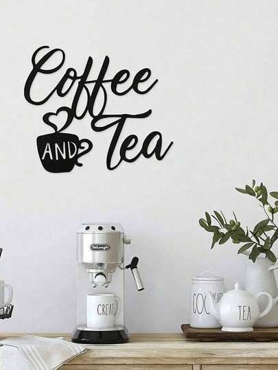 1 pieza Cartel de pared de metal de café y té (con 2 clavos incluidos), letrero de pared de barra de café negro, decoración adecuada para la cocina, barra de café, sala de té, restaurante, regalo de inauguración de la casa