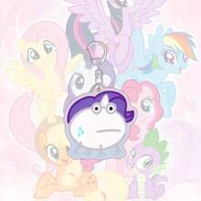 MY LITTLE PONY 6件/套 小马宝莉趣味青蛙亚克力钥匙扣套装，包含萍琪派、柔柔、暮光闪闪、云宝黛西、瑞瑞和苹果杰克，圣诞节和万圣节包包挂饰，可爱的小马装饰品，适合女性和小马粉丝 - 彩色 - 查看 7